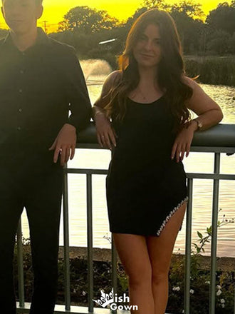 Casual Spaghetti Strap Common Sheath Short Mini Homecoming Dress,EPT352