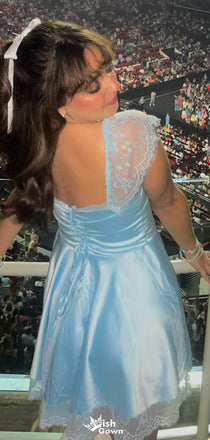 Elegant Spaghetti Strap Square A-line Short Mini Homecoming Dress,EPT353