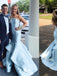 Light Blue Strapless Ruffles Mermaid Long Party Dress Prom Dresses,Evening Dress Online, WGP907