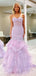 Fancy Lavender Lace Mermaid Prom Gown Strapless Tiered Formal Dress,WGP2132