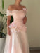 Elegant Pink Off-Shoulder A-Line Long Prom Dress Ideas, Evening Party Dresses,WGP1837