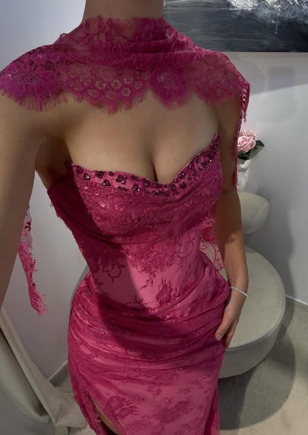 Sexy Pink Sweetheart Mermaid Side Slit Long Prom Dress Ideas, Evening Party Dresses , WGP1581