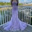 Elegant Spahetti Strap Lavender Applique Mermaid Long Prom Dress Ideas, Evening Party Dresses ,WGP1597