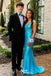 Shiny Blue Plunging Mermaid Long Party Dress Prom Dresses,Evening Dress Online, WGP908