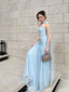 Elegant Blue Sweetheart A-Line Long Prom Dress Ideas, Evening Party Dresses,WGP1652