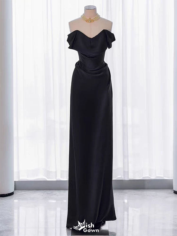 Elegant Black Off-Shoulder Mermaid Long Prom Dress Ideas, Evening Party Dresses,WGP1729
