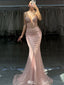 Shiny Pink Sweetheart Sleeveless Mermaid Long Prom Dress Ideas, Evening Party Dresses , WGP1895