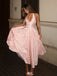 Elegant Rose Pink Prom Dress V Neck Backless A-Line Long Formal Gown,WGP2052