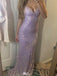 Charming Purple Spaghetti Strap Mermaid  Long Prom Dress Ideas, Evening Party Dresses,WGP1718