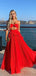 Elegant Red A-Line Spaghetti Strap Popular Long Evening Dresses, Formal Dresses, Birthday Party, WGP643