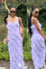 Elegant Lilac Spaghetti Straps Sheath Long Party Dress Prom Dresses, WGP976