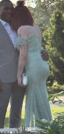 Elegant Off-shoulder Spaghetti Strap V-neck Mermaid Long Prom Dress Ideas, Evening Party Dresses,WGP1473