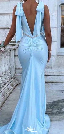 Elegant V-neck Notched Mermaid Long Prom Dress Ideas, Evening Party Dresses,WGP1491