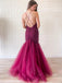 Elegant Purple Mermaid Spaghetti Strap Criss Cross Popular Long Evening Dresses, Formal Dresses, Birthday Party, WGP639