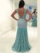 Elegant Green V-Neck Mermaid Popular Long Evening Dresses, Formal Dresses, Birthday Party, WGP637