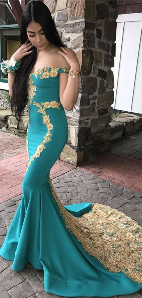 Sexy Mermaid Off-Shoulder Long Sleeve Popular Long Evening Dresses, Formal Dresses, Birthday Party, WGP655