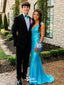 Shiny Blue Plunging Mermaid Long Party Dress Prom Dresses,Evening Dress Online, WGP908