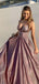 Shiny Pink Spaghetti Strap A-Line Long Prom Dress Ideas, Evening Party Dresses,WGP1644