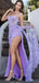 Elegant Purple Applique Spaghetti Strap Mermaid Side Slit Long Prom Dress Ideas, Evening Party Dresses,WGP1601