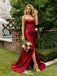 Fancy Dark Red Strapless Corset Prom Dress Beautiful Ruched Satin Floor Length Gown,WGP2095