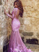 Sexy Applique Pink Long Sleeve Mermaid Long Prom Dress Ideas, Evening Party Dresses,WGP1856