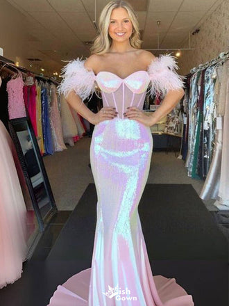 Sparkly Pink Sweetheart Mermaid Long Prom Dress Ideas, Evening Party Dresses, WGP2020
