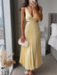 Elegant Yellow V-Neck A-Line Long Prom Dress Ideas, Evening Party Dresses,WGP1719