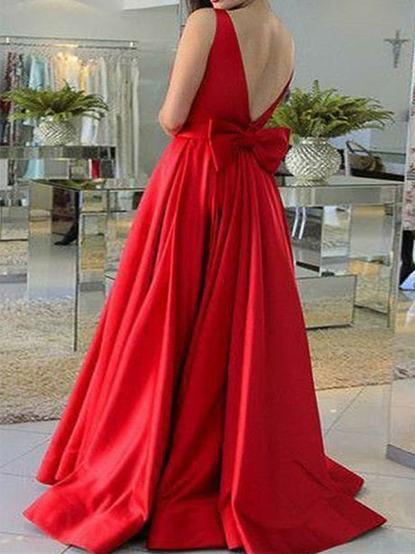 Elegant Red A-Line Halter Backless Long Evening Dresses, Formal Dresses, Birthday Party, WGP539