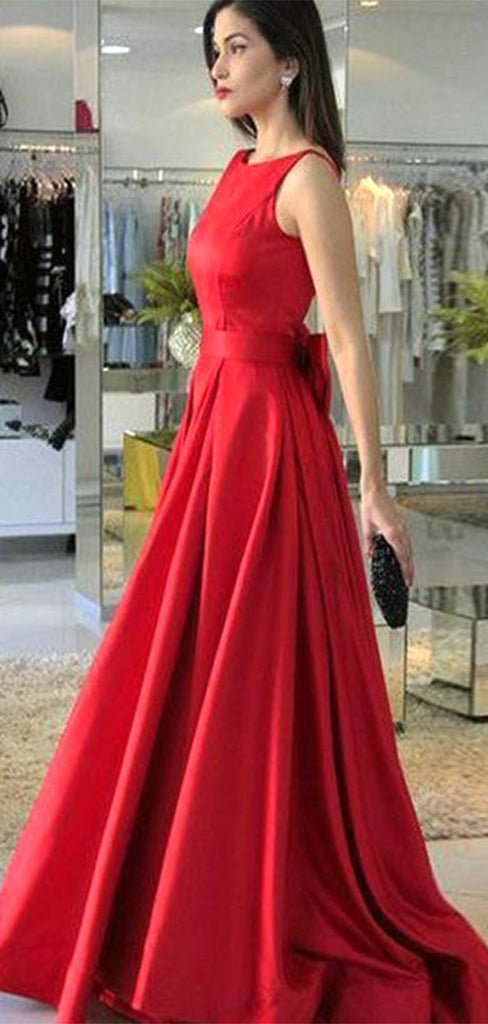 Elegant Red A-Line Halter Backless Long Evening Dresses, Formal Dresses, Birthday Party, WGP539