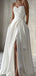 Elegant White A-Line Sweetheart Side Slit Long Evening Dresses, Formal Dresses, Birthday Party, WGP538