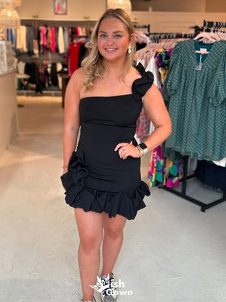 Elegant One-shoulder Sheath Short Mini Homecoming Dress,EPT404