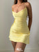 Sexy Yellow Spaghetti Strap Mermaid Sleeveless Popular Cheap Short Homecoming Dresses, Birthday Party EPT242