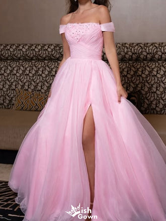 Elegant Off-shoulder A-line Long Prom Dress Ideas, Evening Party Dresses,WGP1555