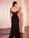 Sexy Black Off-Shoulder Sleeveless Mermaid Side Slit Long Prom Dress Ideas, Evening Party Dresses , WGP1573