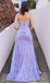 Elegant Purple Applique Spaghetti Strap Mermaid Side Slit Long Prom Dress Ideas, Evening Party Dresses,WGP1601