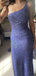 Shiny Blue One-Shoulder Mermaid Long Prom Dress Ideas, Evening Party Dresses,WGP1720