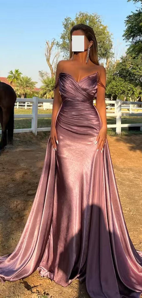 Gorgeous Purple Off-Shoulder Sleeveless Mermaid Long Prom Dress Ideas, Evening Party Dresses  , WGP1884