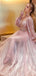 Elegant Pink Long Sleeve A-Line Long Prom Dress Ideas, Evening Party Dresses, WGP1993