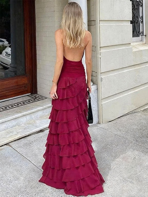 Sexy Red V-Neck Mermaid Long Prom Dress Ideas, Evening Party Dresses,WGP1770