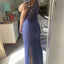 Shiny Blue One-Shoulder Mermaid Long Prom Dress Ideas, Evening Party Dresses,WGP1720