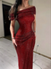 Shiny Red Off-Shoulder Mermaid Sequin Long Prom Dress Ideas, Evening Party Dresses,WGP1689