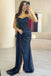Shiny Blue Sweetheart Mermaid Side Slit Long Prom Dress Ideas, Evening Party Dresses , WGP1583