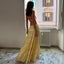 Unique One Shoulder Yellow Tiered Prom Dress Ruffled Waist Summer Style Chiffon Maxi,WGP2108