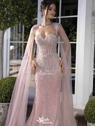 Sparkly Pink Sweetheart Mermaid Long Prom Dress Ideas, Evening Party Dresses,WGP1874