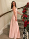 Cute Pink Spaghetti Strap Mermaid Side Slit Long Sleeveless Long Party Prom Dresses,Evening Dress Online, WGP714