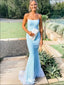 Elegant Baby Blue Mermaid Strapless Long Sleeveless Long Party Prom Dresses,Evening Dress Online, WGP729