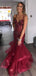 Popular Red Spaghetti Strap Mermaid Long Prom Dress Ideas, Evening Party Dresses,WGP1982
