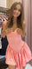 Cute Pink Spaghetti Strap A-Line Short Sleeveless Homecoming Dresses For Birthday Party, EPT686