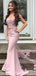 Elegant Pink Off-Shoulder Sleeveless Mermaid Long Prom Dress Ideas, Evening Party Dresses, WGP1901