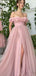 Elegant Pink Off-Shoulder Floral Mermaid Side Slit Long Prom Dress Ideas, Evening Party Dresses,WGP1655